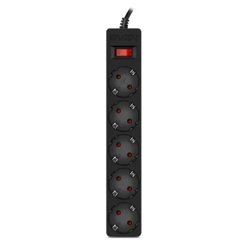 Power Strip SVEN SF-05E, 5 Outlets, 5m, Black