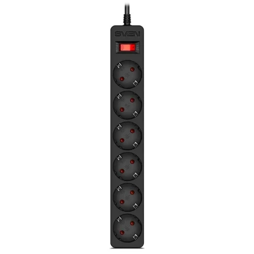 Power Strip SVEN SF-06E, 6 Outlets, 3m, Black