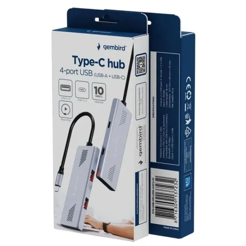 USB Hub Gembird UHB-CM-U310-A2C2-01, Silver
