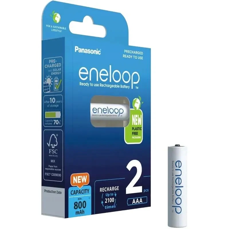 Rechargeable Batteries Panasonic BK-4MCDE/2CP, AAA, 800mAh, 2pcs. 3