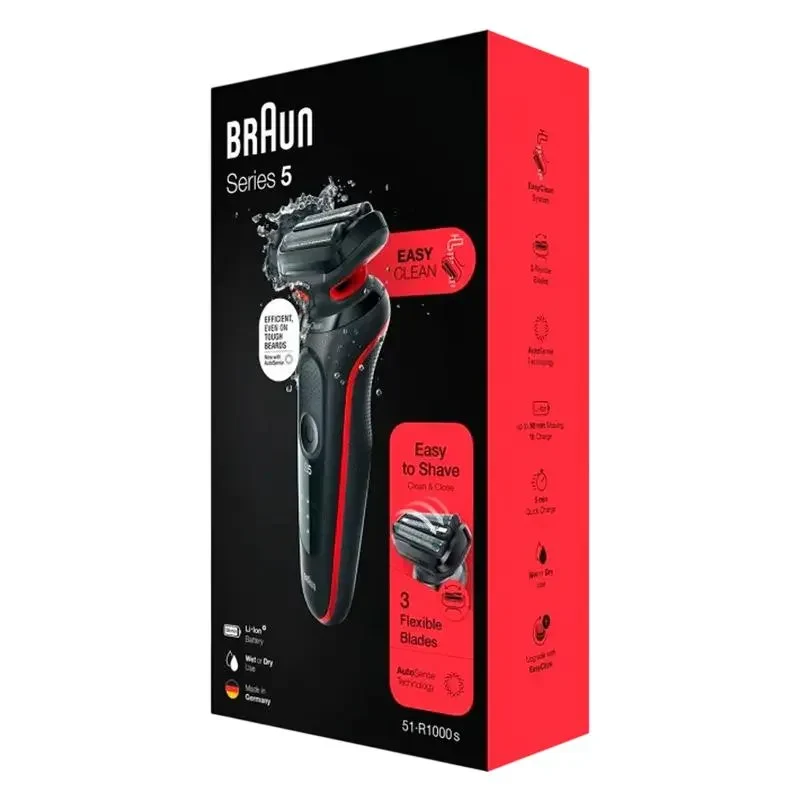 Men's Electric Shaver Braun 51-R1000s, Black | Red 2
