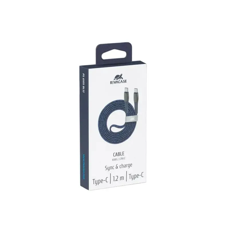Charge and Data Cable Rivacase PS6105, USB Type-C/USB Type-C, 1,2m, Blue 9