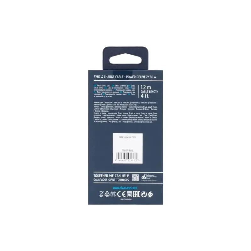 Charge and Data Cable Rivacase PS6105, USB Type-C/USB Type-C, 1,2m, Blue 10