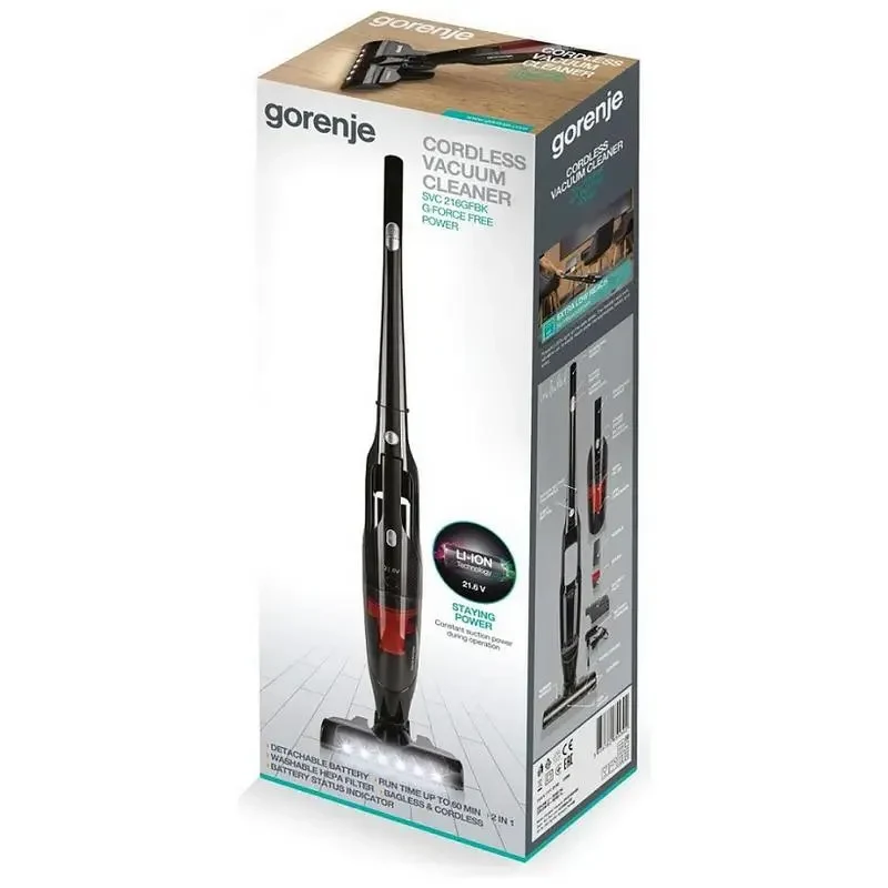 Vertical Vacuum Cleaner Gorenje SVC216GFBK, Black 2