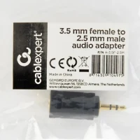 Audio Adapter Cablexpert A-3.5F-2.5M, 3.5mm 3-pin (F) - 2.5mm 3-pin (M), Black