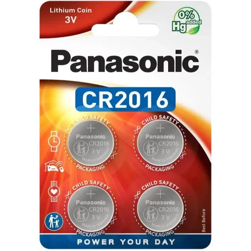 Button Cell Battery Panasonic CR-2016EL, CR2016, 220mAh, 4pcs.