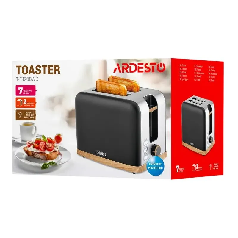 Toaster Ardesto T-F420BWD, Black | Stainless Steel 3