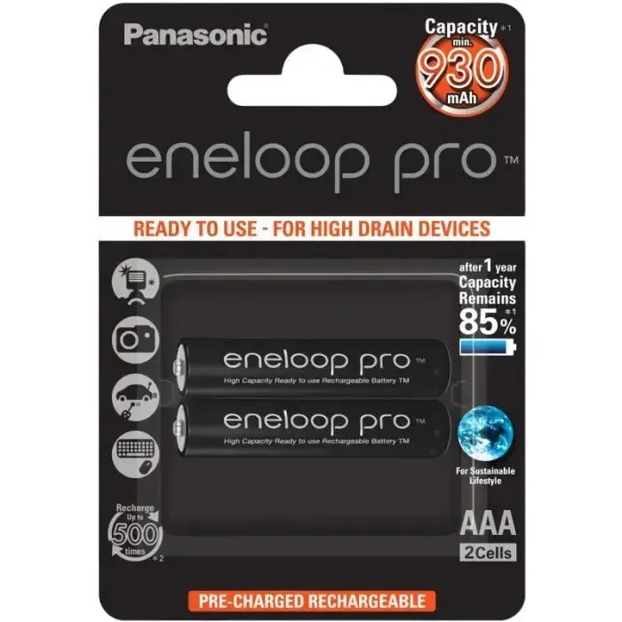 Cell Batteries Panasonic BK-4HCDE/2CP, AAA, 930mAh, 2pcs. 2