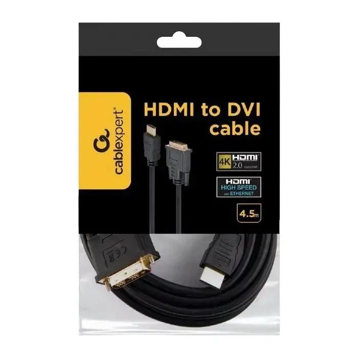 Video Cable Cablexpert CC-HDMI-DVI-15, HDMI (M) - DVI-I (M), 4,5m, Black  4