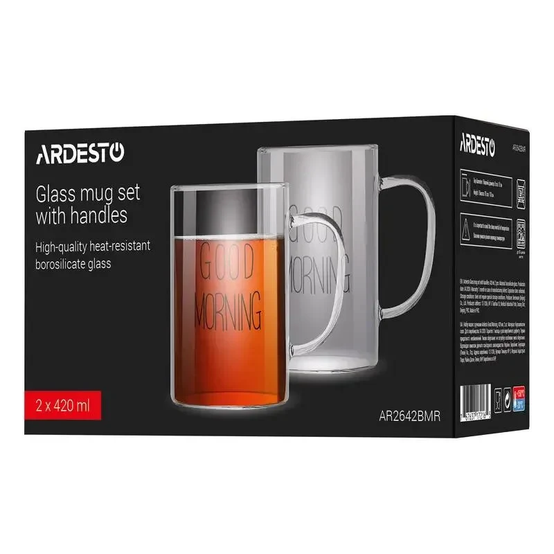 Set of cups Ardesto AR2642BMR, 420 ml, 2 pcs, Transparent 2