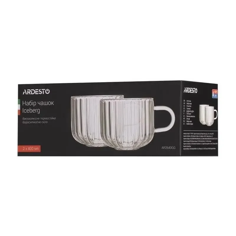 Set of cups Ardesto Iceberg AR2640GG, 400 ml, 2 pcs, Transparent 4