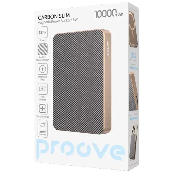 Power Bank Proove Carbon Slim 22.5W, 10000mAh, Gold 3