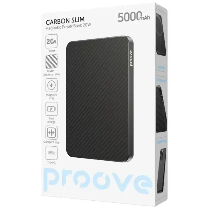 Power Bank Proove Carbon Slim 20W, 5000mAh, Black 3