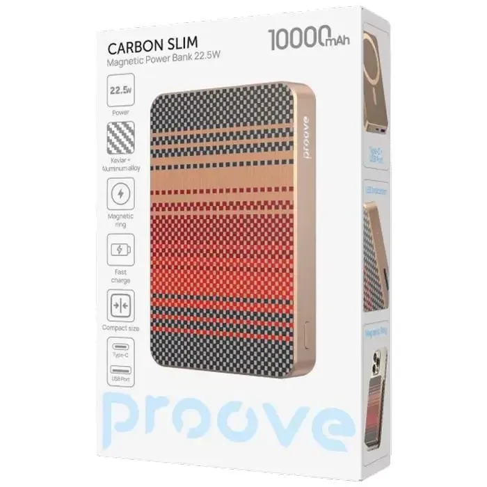 Power Bank Proove Carbon Slim 22.5W, 10000mAh, Bronze 6