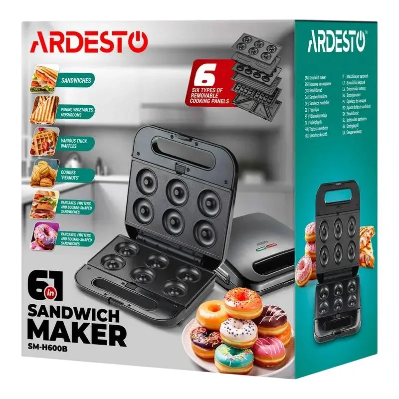 Multifunction Sandwich-Maker Ardesto SM-H600B, Black 6
