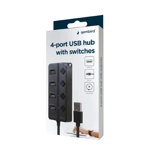 USB Hub Gembird UHB-U2P4P-01, Black