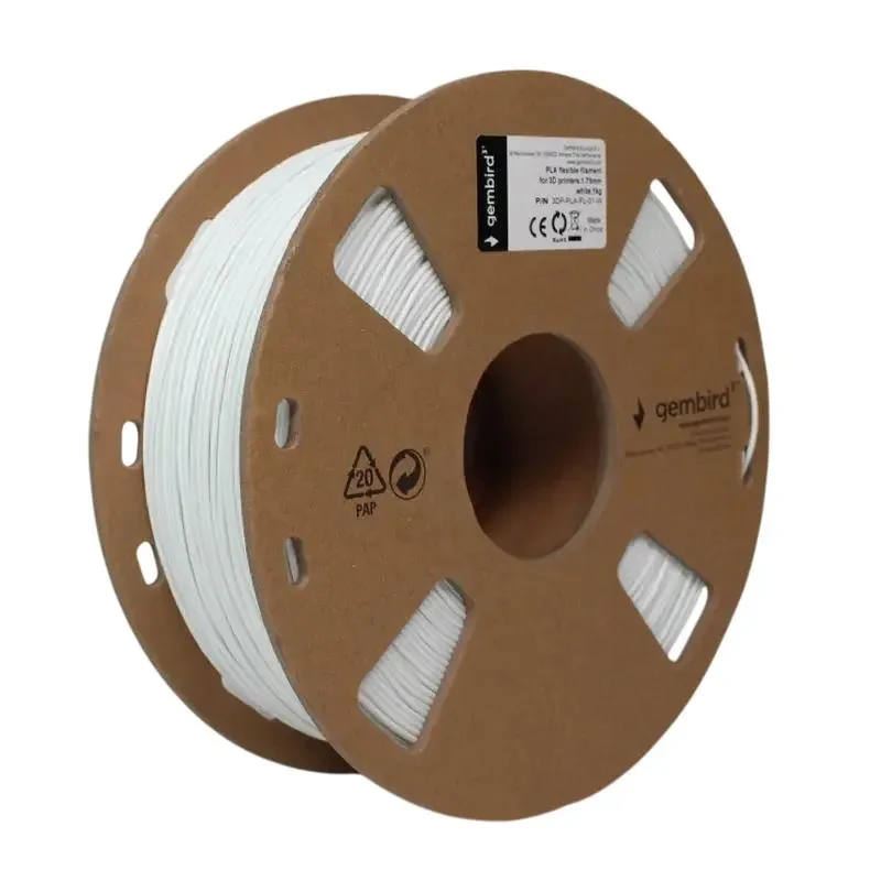 Filament for 3D printer Gembird 3DP-PLA-FL-01-W, PLA, White, 1.75 mm, 1kg 3