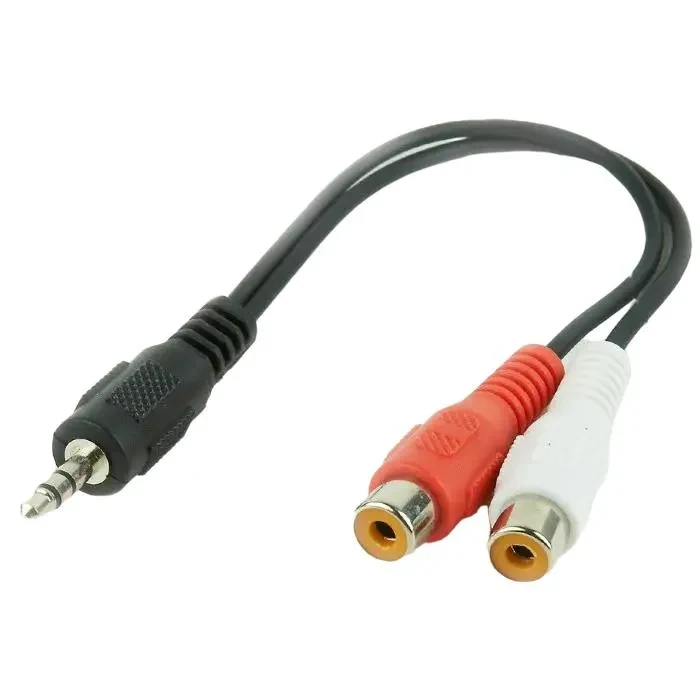 Audio Adapter Cablexpert CCA-406, 3.5mm 3-pin (M) - 2x RCA (F), 0,2m, Black 3