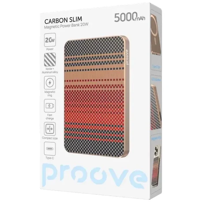 Power Bank Proove Carbon Slim 20W, 5000mAh, Bronze 2