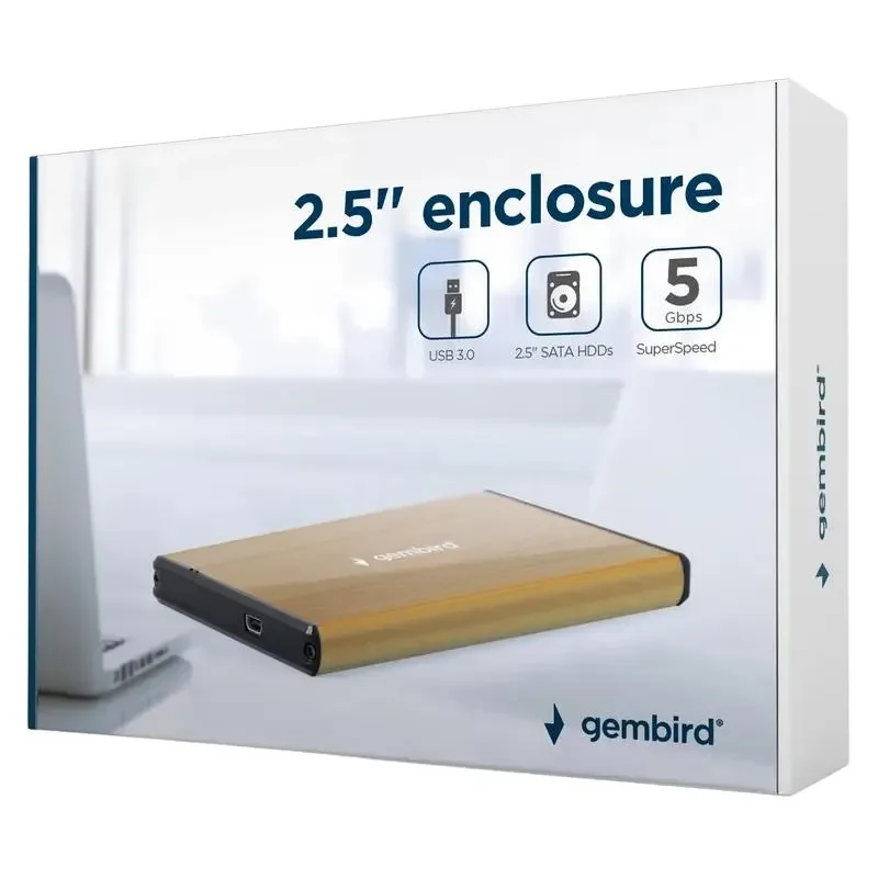 External Case Gembird EE2-U3S-3-GL, Gold (EE2-U3S-3-GL) 2