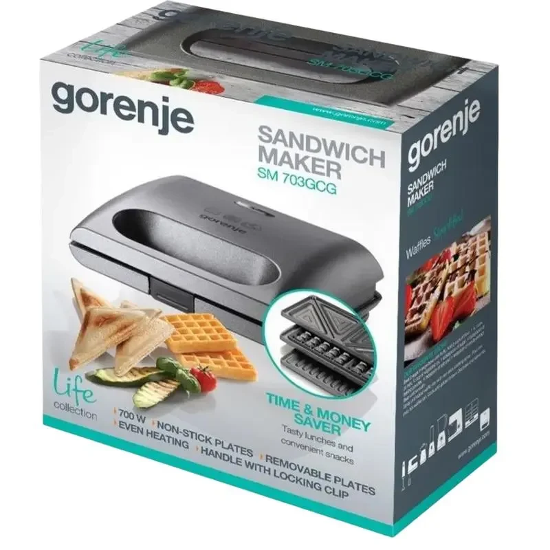 Multifunction Sandwich-Maker Gorenje SM703GCG, Silver 3