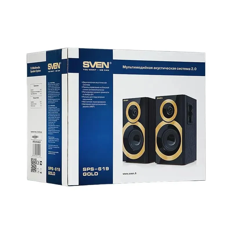 Computer Speakers 2.0 SVEN SPS-619, Black/Gold 3