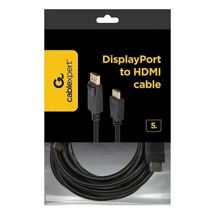Video Cable Cablexpert CC-DP-HDMI-5M, DisplayPort (M) - HDMI (M), 5m, Black  2