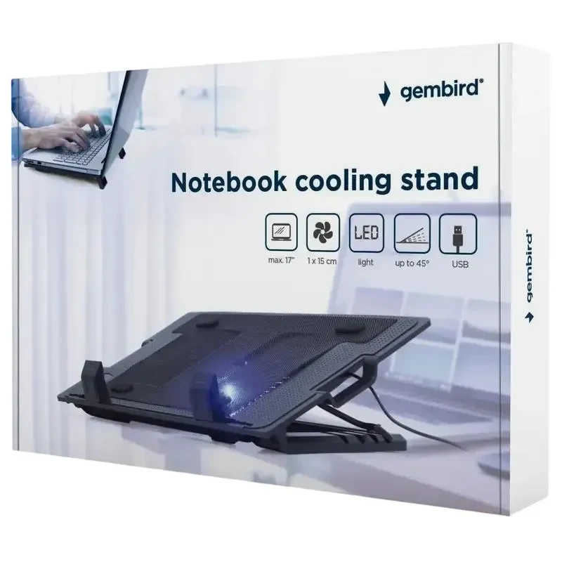 Notebook cooling stand Gembird NBS-1F17T-01, 17", Black 3