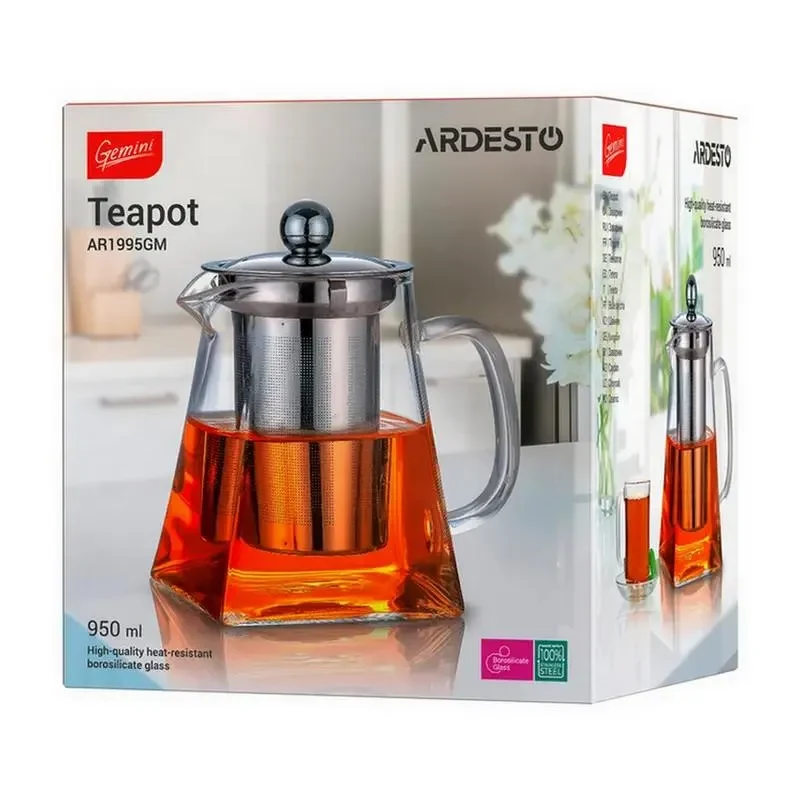 Teapot Ardesto AR1995GM, 0.95L, Transparent 2