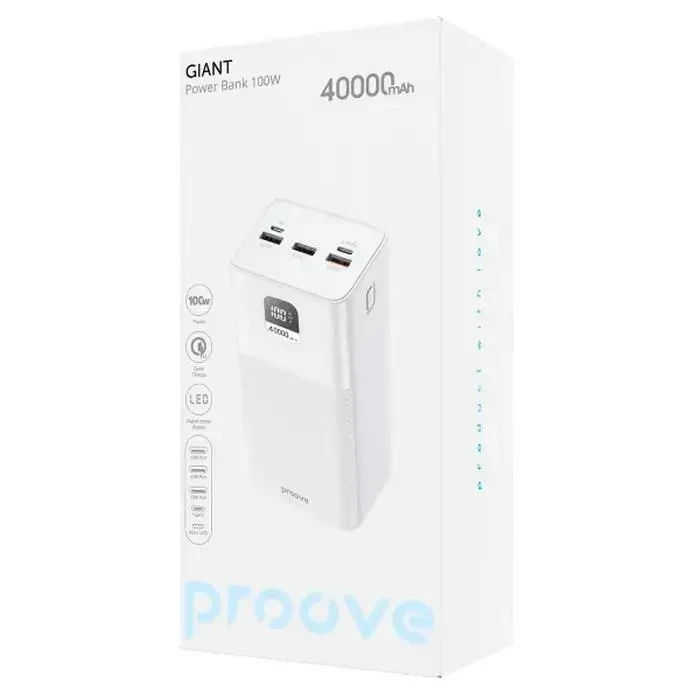 Power Bank Proove Giant, 40000mAh, White 2