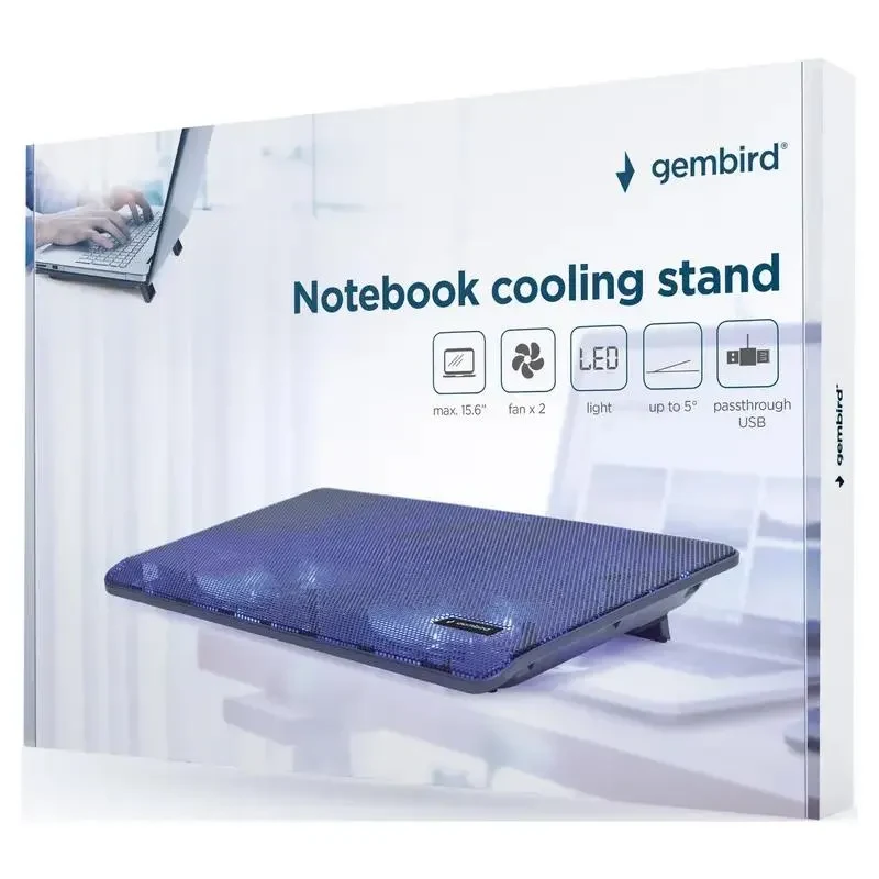 Notebook cooling stand Gembird NBS-2F15-05, 15,6", Black 6