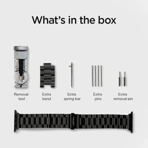 Watch Strap Spigen Modern Fit, Stainless steel, Black