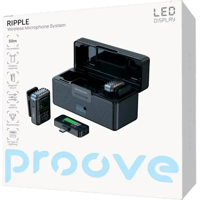 Portable Recording Microphone Proove Ripple, Wireless/Wired Analog, Black 5