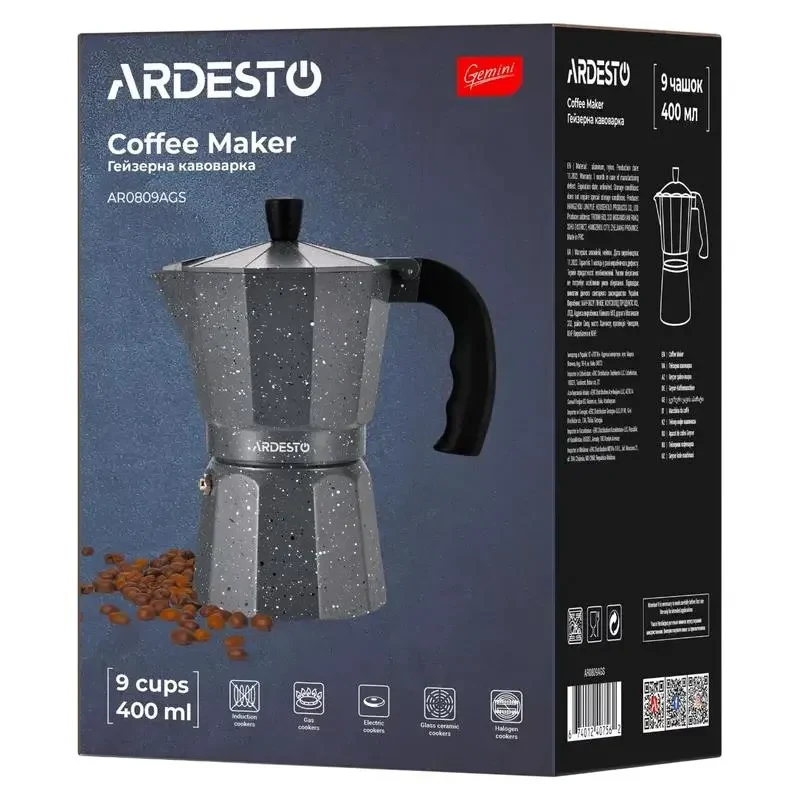 Geyser coffee maker Ardesto AR0809AGS, Grey 5