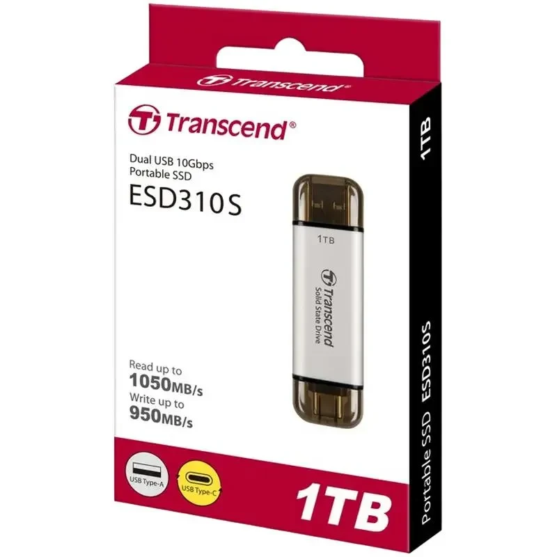 External Portable SSD Transcend ESD310S, 1 TB, Silver (TS1TESD310S) 3