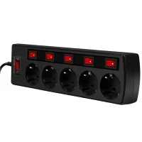 Power Strip SVEN SF-05PL, 5 Outlets, 1,8m, Black