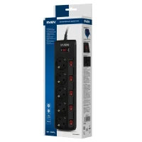 Power Strip SVEN SF-05PL, 5 Outlets, 1,8m, Black 3
