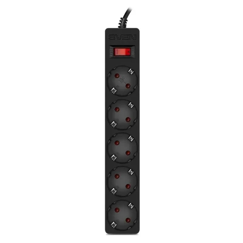 Power Strip SVEN SF-05E, 5 Outlets, 1,8m, Black 2