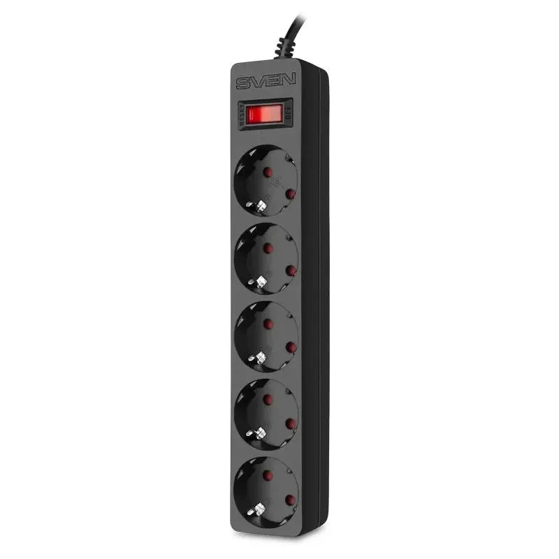 Power Strip SVEN SF-05E, 5 Outlets, 1,8m, Black 3