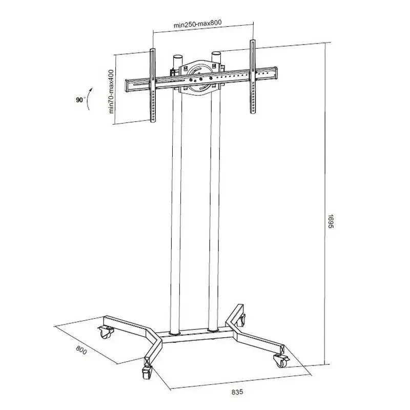 Display Mobile Cart Reflecta TV Stand 55P, Black 2