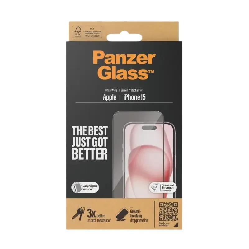 Screen Protector Glass PanzerGlass iPhone 15 UWF wA, Transparent 4