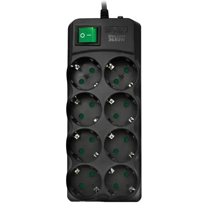 Power Strip SVEN SV-021726, 8 Outlets, 5m, Black 4
