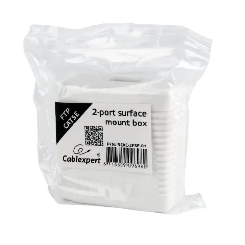 Socket for wall mounting Cablexpert NCAC-2F5E-01, White