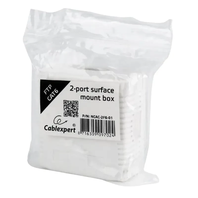 Socket for wall mounting Cablexpert NCAC-2F6-01, White 2