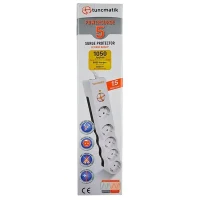 Power Strip Tuncmatik TSK6134, 5 Outlets, 1,5m, White