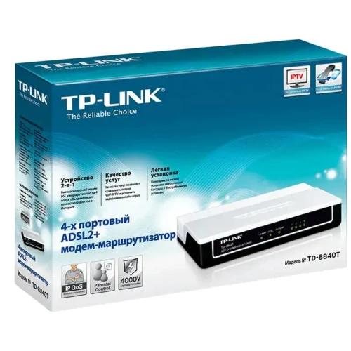 ADSL Modem TP-LINK TD-8840T, ADSL/ADSL2/ADSL2 + up to 24 Mbps, Black