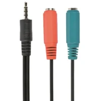 Audio Adapter Cablexpert CCA-417, 3.5mm 4-pin (M) - 2x 3.5mm 3-pin (F), 0,2m, Black