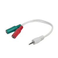Audio Adapter Cablexpert CCA-417W, 3.5mm 4-pin (M) - 2x 3.5mm 3-pin (F), 0,2m, White 3