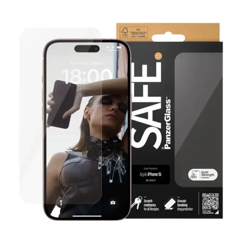 Screen Protector Glass PanzerGlass SAFE. UWF for iPhone 15 , Transparent 3