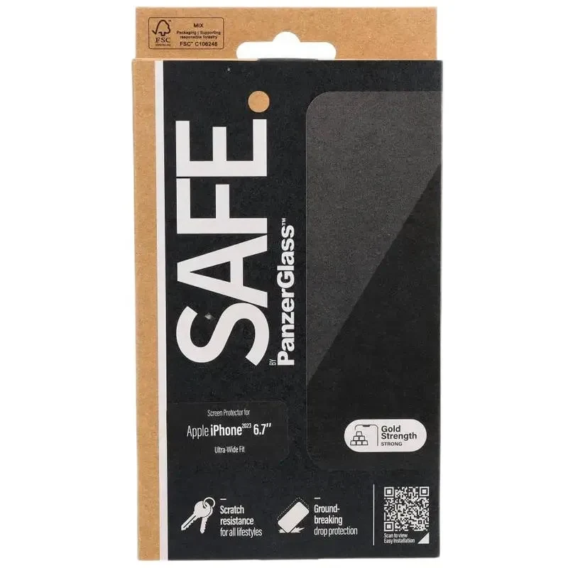 Screen Protector Glass PanzerGlass SAFE. UWF for iPhone 15 Plus, Transparent 5